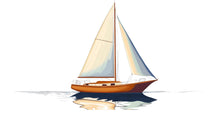 Load image into Gallery viewer, Sailboat Sticker, Nautical Boat Decal, Coastal Ocean Sticker, Sailing Gift, Sea Lover Art, Laptop Sticker, Water Bottle, 288gm