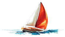 Load image into Gallery viewer, Sailboat Sticker, Sailing Boat Decal, Nautical Ocean Sticker, Coastal Gift, Sea Lover Art, Laptop Sticker, Water Bottle, 289gm
