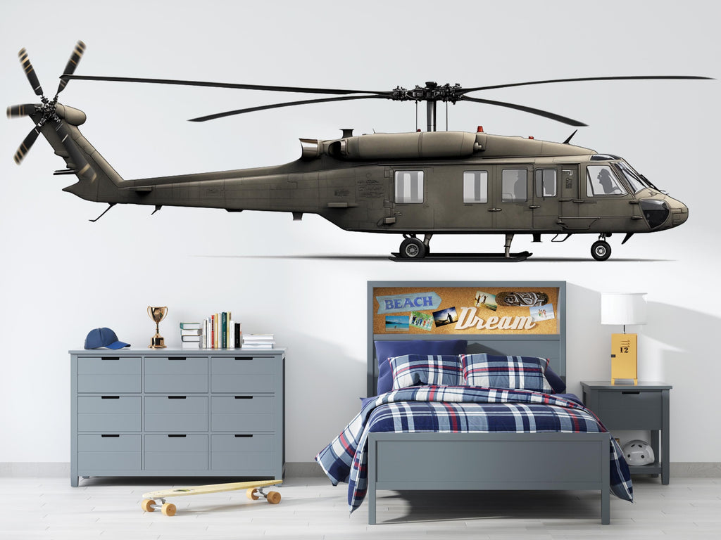 Helicopter Sticker, Black Hawk Decal, Aviation Art Sticker, Pilot Gift, Aircraft Lover Decal, Laptop Sticker, 293gm