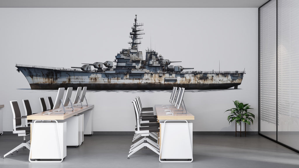 Battleship Sticker, Warship Decal, Naval Ship Sticker, Vintage Battleship Art, Navy Ship Decal, Military Ship Gift, 294gm