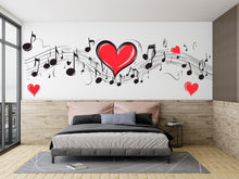 Load image into Gallery viewer, Music Heart Sticker, Love Music Decal, Musical Notes Sticker, Music Wall Decal, Music Lover Gift, Heart Note Art, 300gm