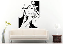 Load image into Gallery viewer, Woman Girls Face Wavy Blowing Hair Hair Salon Spa Wall Decal Vinyl Sticker Mural Room Decor L561