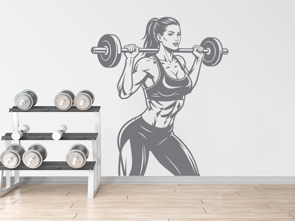 Girl Gym Wall Decal Power fitness Women Squat Decor Workout Art Vinyl Wall Stickers Bedroom 374DE