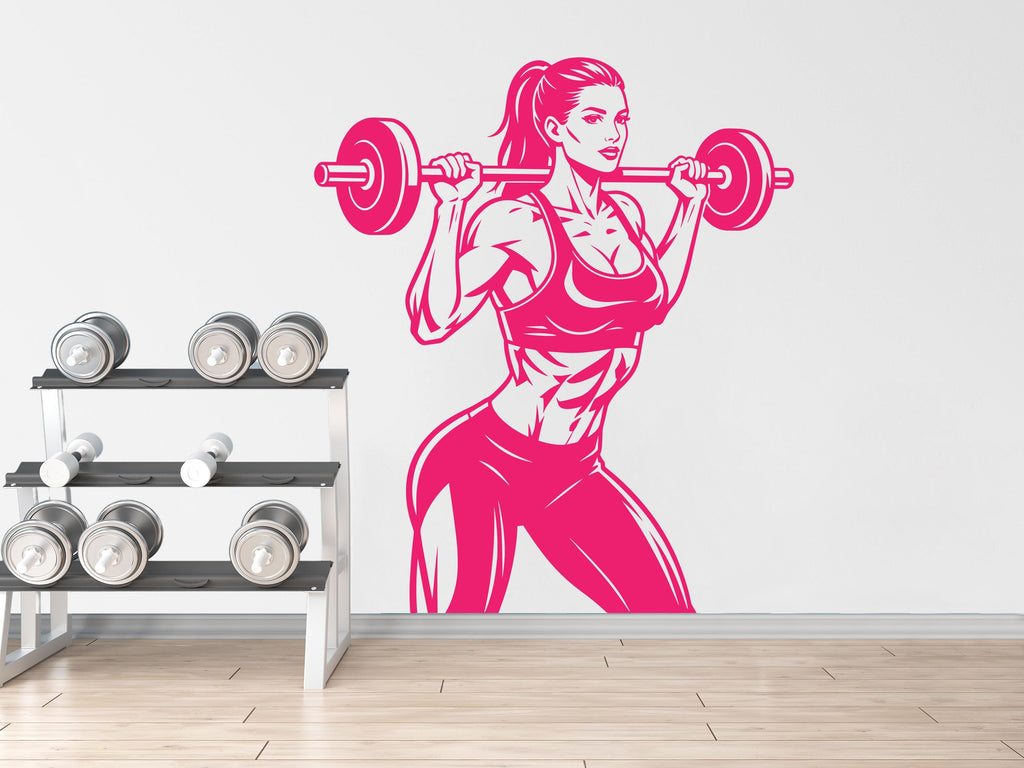 Girl Gym Wall Decal Power fitness Women Squat Decor Workout Art Vinyl Wall Stickers Bedroom 374DE