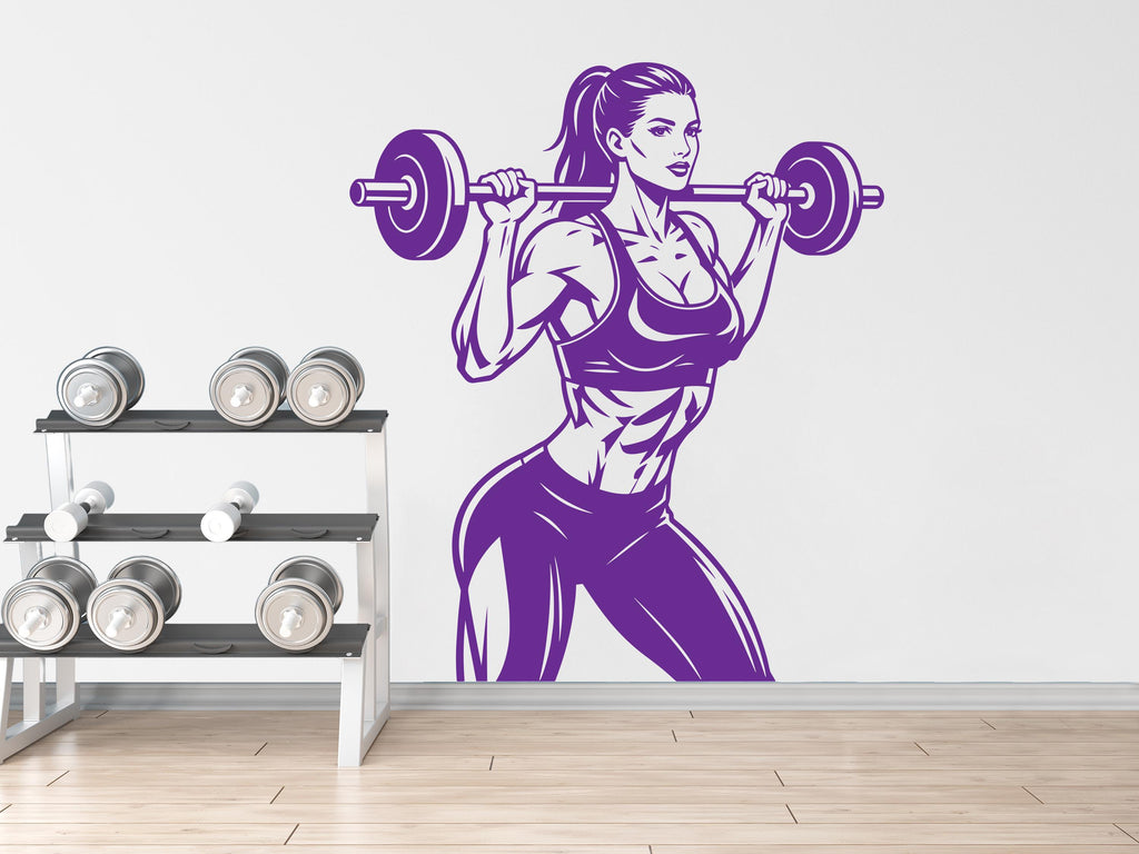 Girl Gym Wall Decal Power fitness Women Squat Decor Workout Art Vinyl Wall Stickers Bedroom 374DE