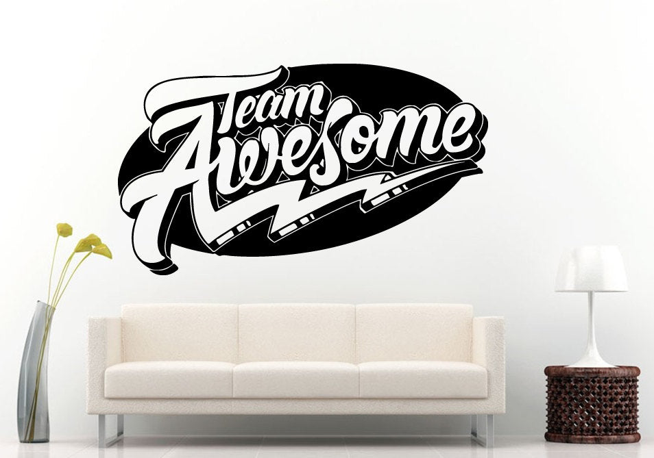 Team Awesome Lighting Bolt Logo Emblem Wall Decal Vinyl Sticker Mural Room Decor L563