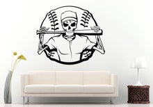 Load image into Gallery viewer, Baseball Skeleton Holding A Bat Boys Room Wall Decal Vinyl Sticker Mural Room Decor L570