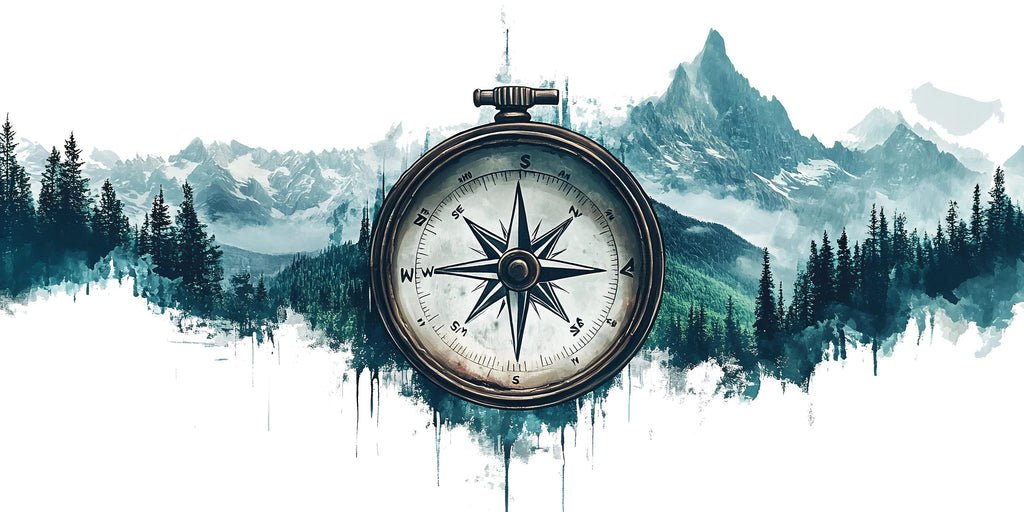 Compass Mountain Wallpaper Cabin Wall Decal Rustic Wall Mural Peel And Stick Wallpaper Lodge Decor Forest Adventure Nature Wall Art