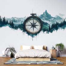 Load image into Gallery viewer, Compass Mountain Wallpaper Cabin Wall Decal Rustic Wall Mural Peel And Stick Wallpaper Lodge Decor Forest Adventure Nature Wall Art