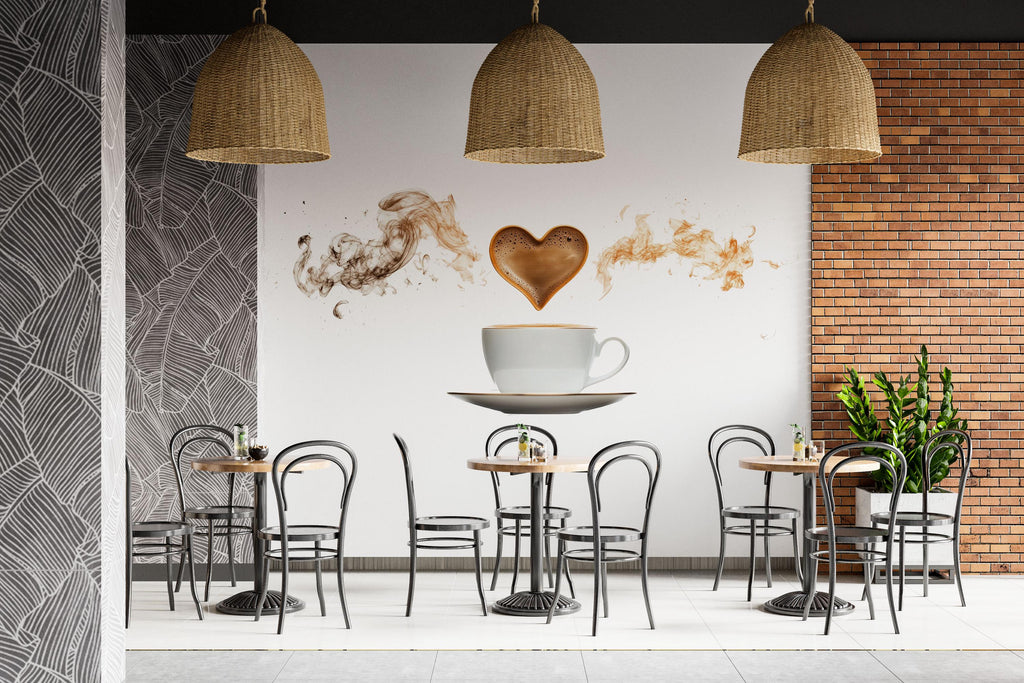 Coffee Wallpaper Cafe Wall Decal Coffee Shop Wall Mural Peel And Stick Wallpaper Restaurant Decor Barista Kitchen Coffee Wall Art