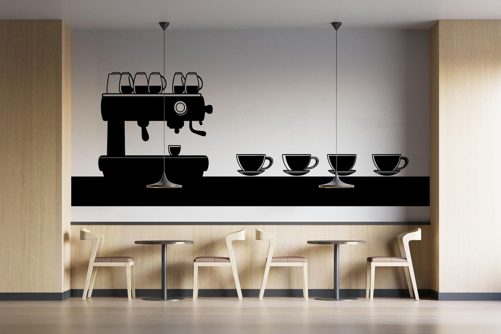 Coffee Machine Wallpaper Cafe Wall Decal Coffee Shop Wall Mural Peel And Stick Wallpaper Minimalist Restaurant Kitchen Wall Decor