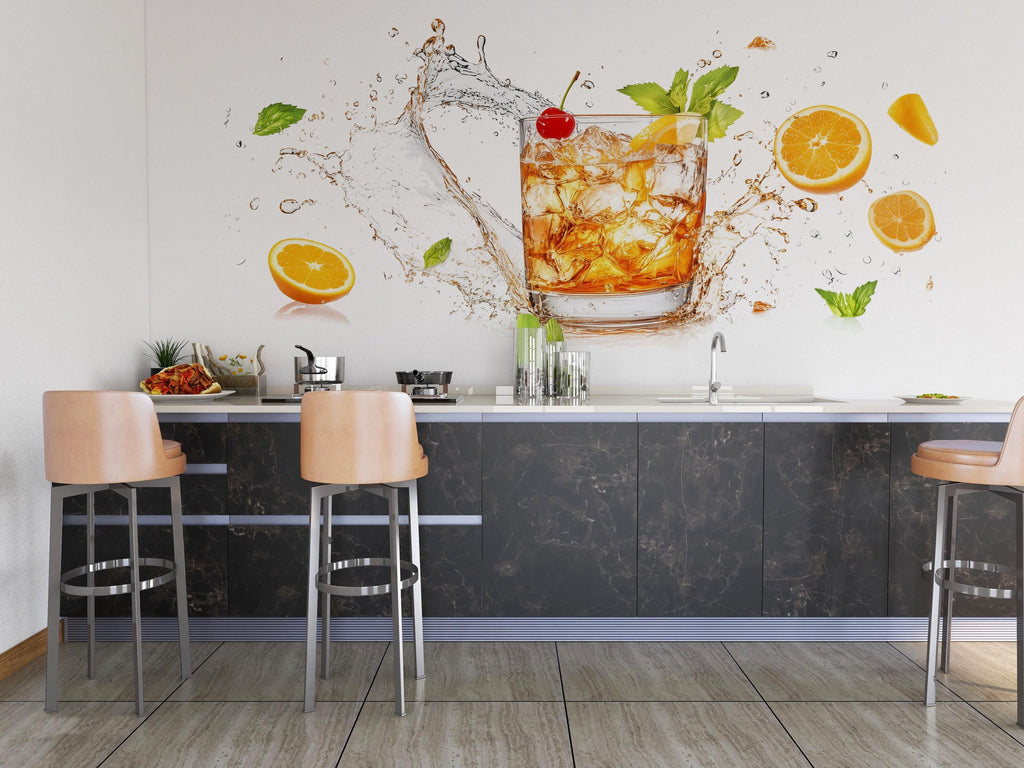 Cocktail Wallpaper Bar Wall Decal Restaurant Wall Mural Peel And Stick Wallpaper Drink Wall Art Kitchen Decor Modern Bar Decor