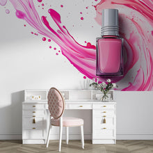 Load image into Gallery viewer, Nail Polish Wall Decal Nail Salon Wall Sticker Beauty Studio Decor Pink Splash Wall Art Manicure Studio Decor Nail Technician Vinyl Wall