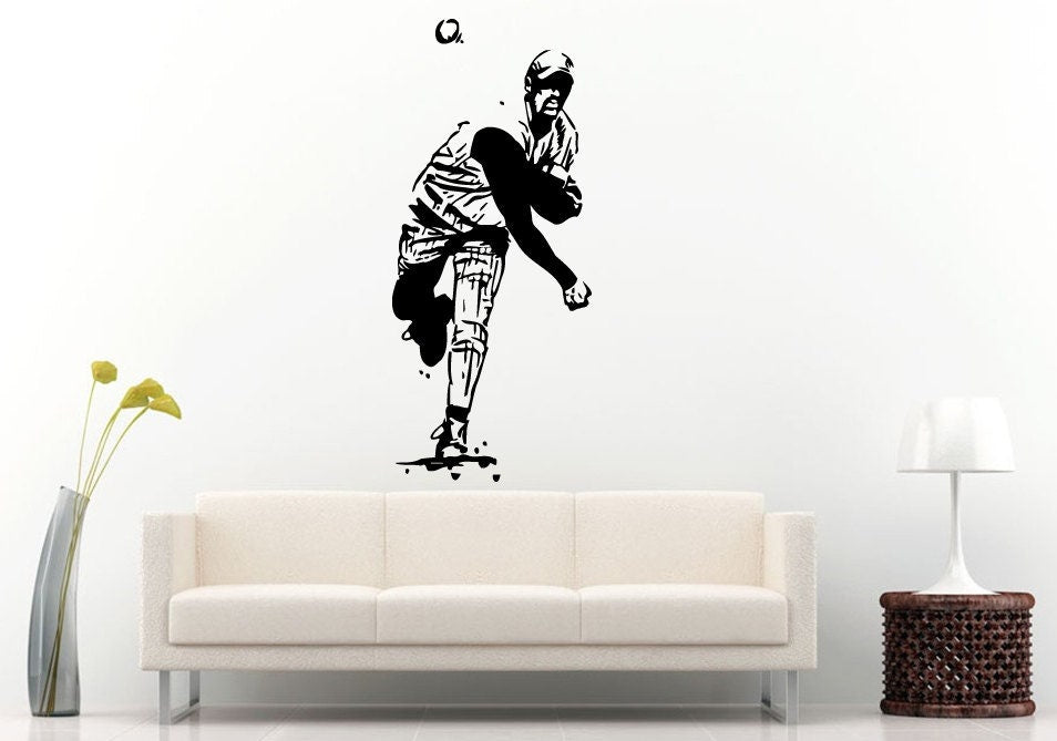 Baseball Sport Game Player Pitcher Boys Room Wall Decal Vinyl Sticker Mural Room Decor L568