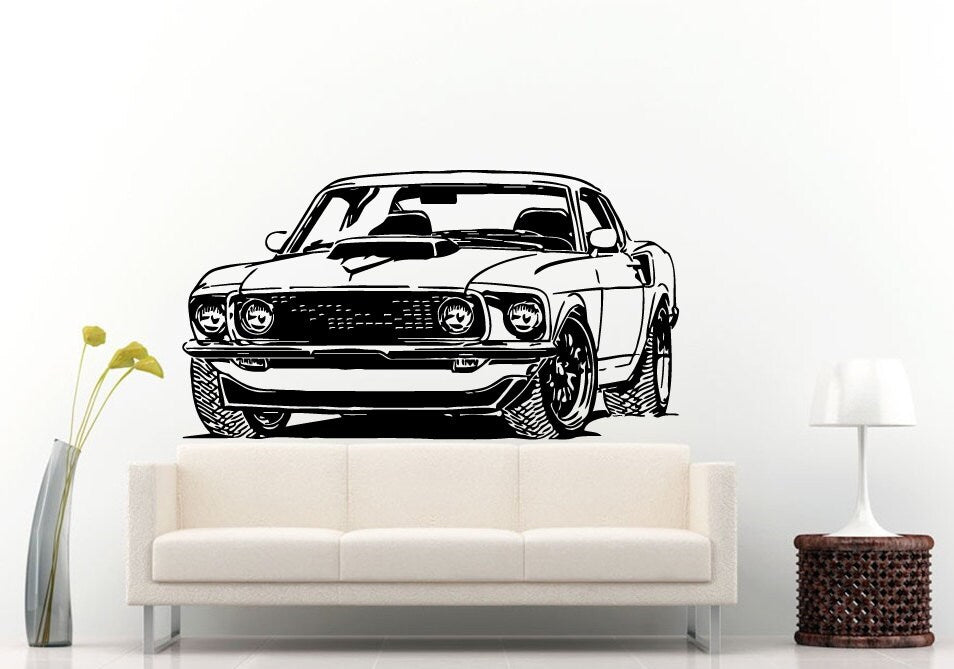 American Muscle Car Hot Rod Old School Antique Sport Vehicle Men's Boys Room Garage Wall Decal Vinyl Sticker Mural Room Decor L575