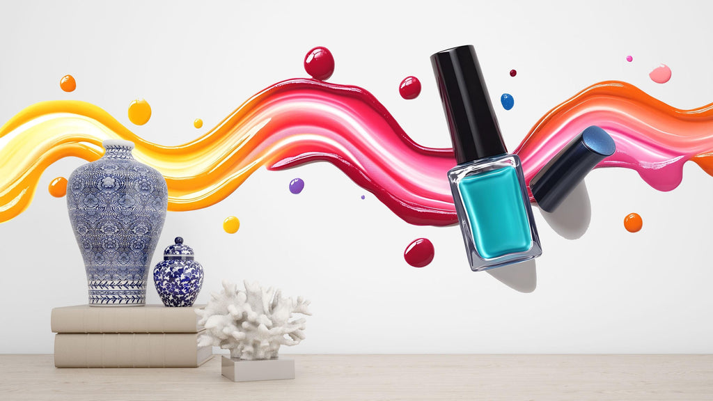 Colorful Nail Polish Wall Decal Nail Salon Wall Sticker Beauty Studio Decor Rainbow Splash Wall Art Manicure Studio Vinyl Wall Decal