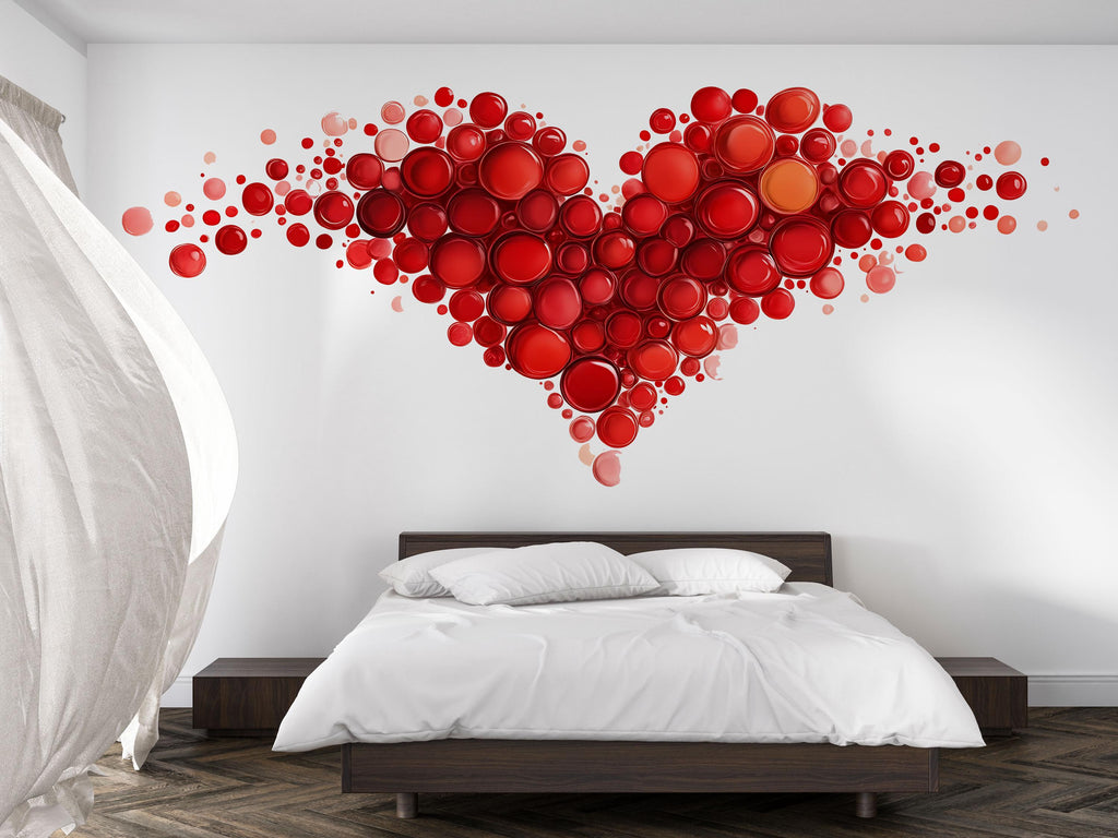 Red Heart Wall Decal Nail Salon Wall Sticker Beauty Studio Decor Romantic Wall Art Manicure Studio Vinyl Wall Decal Love Heart Decor