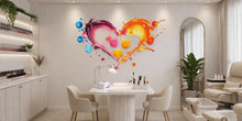Load image into Gallery viewer, Color Splash Heart Wall Decal Nail Salon Wall Sticker Modern Beauty Studio Decor Vibrant Love Wall Art Manicure Studio Vinyl Wall Decal