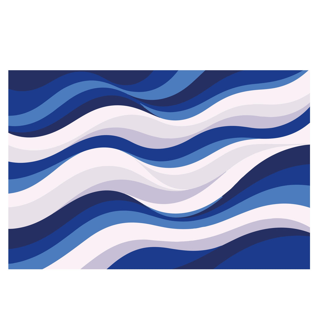 Blue Wave Wall Wallpaper, Navy Abstract Wall Mural, Modern Ocean Style Wall Decor, Peel and Stick or Traditional WAL003