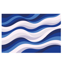Load image into Gallery viewer, Blue Wave Wall Wallpaper, Navy Abstract Wall Mural, Modern Ocean Style Wall Decor, Peel and Stick or Traditional WAL003