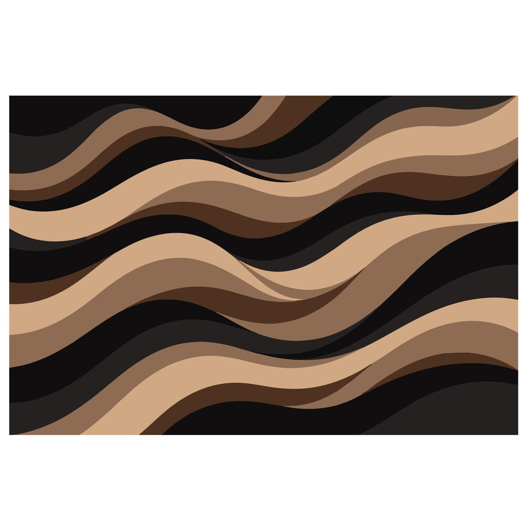 Brown Black Wave Wall Wallpaper, Neutral Abstract Wall Mural, Modern Earth Tone Wall Decor, Peel and Stick or Traditional WAL006
