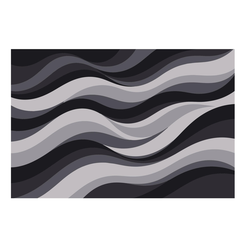 Wallpaper Black Grey Abstract Waves Wall Mural, Modern Removable Wallpaper, Minimalist Wall Decor Peel and Stick and Non Woven WAL008