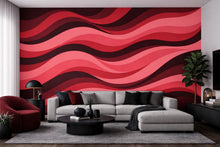 Load image into Gallery viewer, Wallpaper Red Abstract Waves Wall Mural, Bold Modern Removable Wallpaper, Wavy Pattern Wall Decor Peel and Stick, Non Woven WAL009