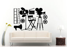 Load image into Gallery viewer, Cinema Movie Roll Of Film Video Camera Spot Light Directors Chair Tools Wall Decal Vinyl Sticker Mural Room Decor L581