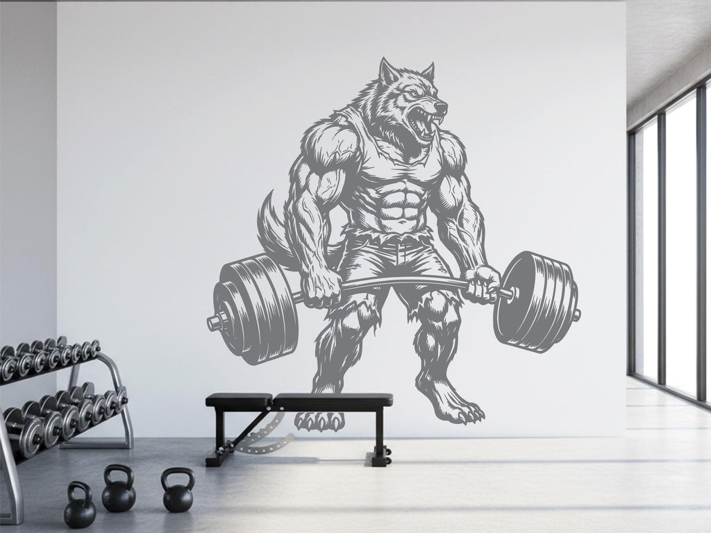 Wolf Gym Wall Decal Bodybuilder fitness Decor Workout Art Vinyl Gym Wall Stickers Bedroom Gym Workout Skull Motivation