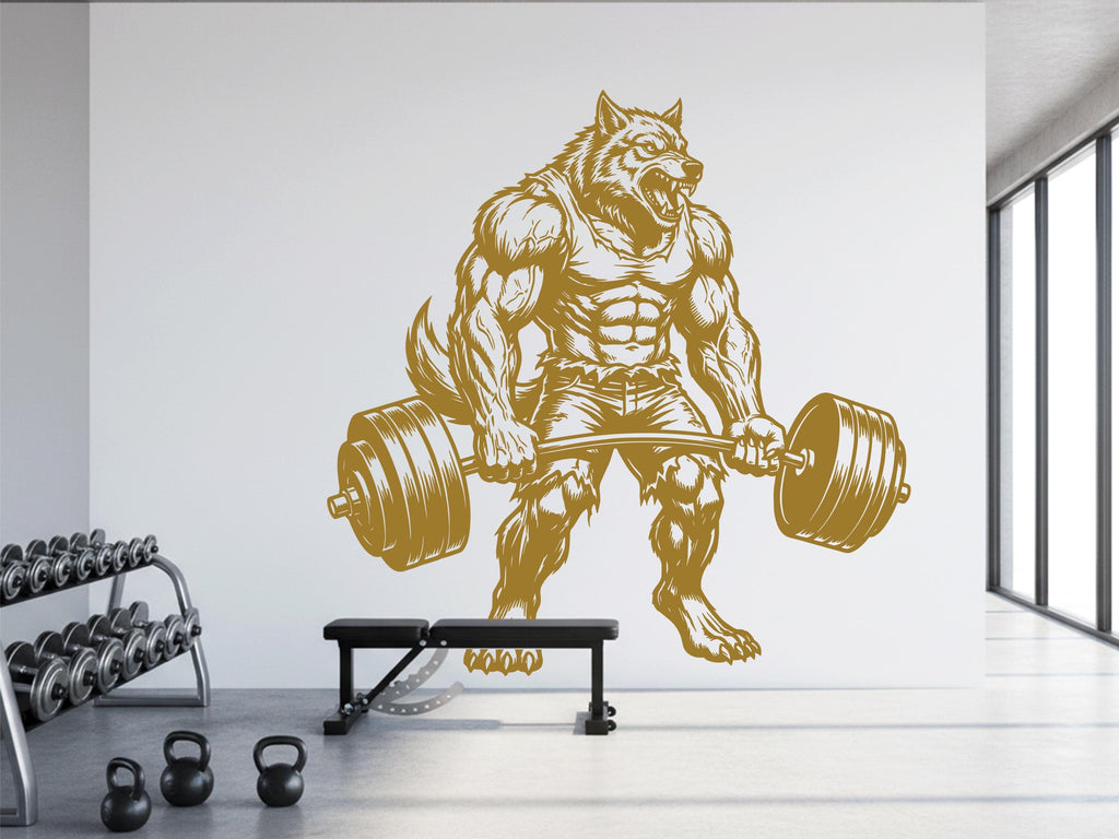 Wolf Gym Wall Decal Bodybuilder fitness Decor Workout Art Vinyl Gym Wall Stickers Bedroom Gym Workout Skull Motivation