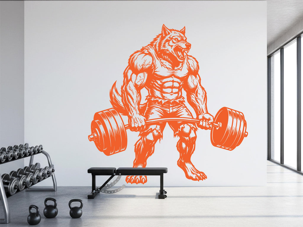 Wolf Gym Wall Decal Bodybuilder fitness Decor Workout Art Vinyl Gym Wall Stickers Bedroom Gym Workout Skull Motivation