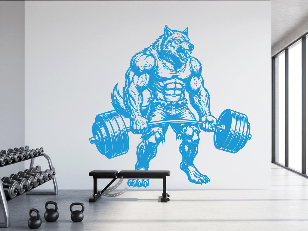 Wolf Gym Wall Decal Bodybuilder fitness Decor Workout Art Vinyl Gym Wall Stickers Bedroom Gym Workout Skull Motivation