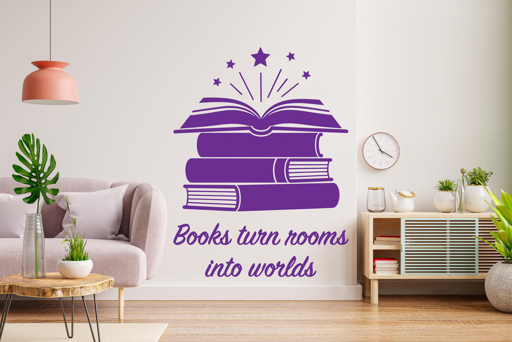 Book wall decals vinyl wall art decals, book shelves decor, library wall decal, education decals, reading room, nurseries school gifts