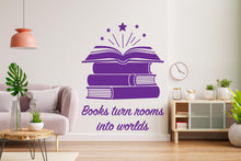 Load image into Gallery viewer, Book wall decals vinyl wall art decals, book shelves decor, library wall decal, education decals, reading room, nurseries school gifts