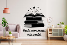Load image into Gallery viewer, Book wall decals vinyl wall art decals, book shelves decor, library wall decal, education decals, reading room, nurseries school gifts