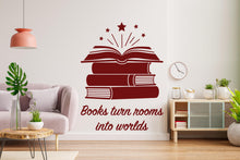 Load image into Gallery viewer, Book wall decals vinyl wall art decals, book shelves decor, library wall decal, education decals, reading room, nurseries school gifts