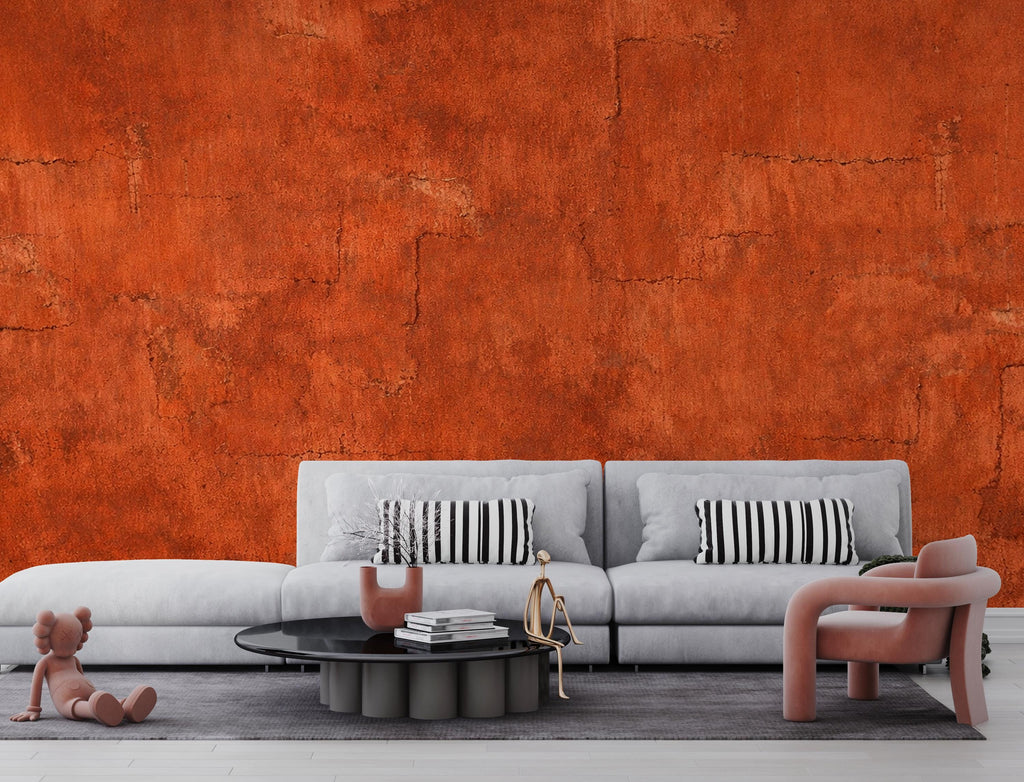 Rustic Burnt Red Plaster Wallpaper Textured Mediterranean Wall Mural Vintage Terracotta Home Décor Peel and Stick 807LU