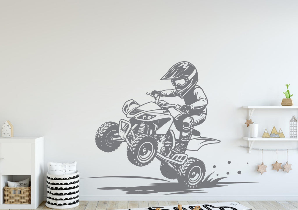 Little Boy ATV Rider Wall Decal, ATV Wall sticker, 4x4 wall art Kids Extreme room Decal 385DE