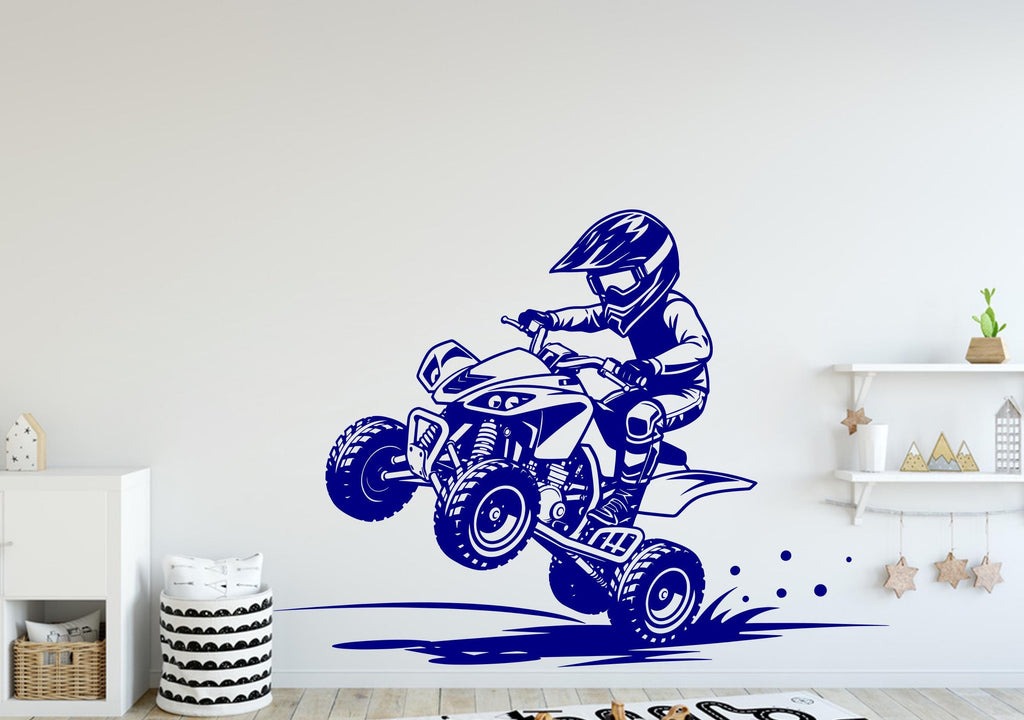 Little Boy ATV Rider Wall Decal, ATV Wall sticker, 4x4 wall art Kids Extreme room Decal 385DE