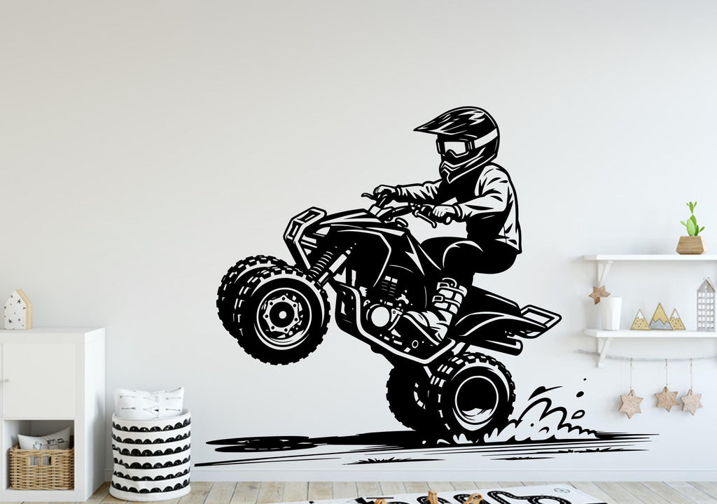 ATV Rider Wall Decal, ATV Wall sticker, 4x4 wall art Kids Extreme room Decal 386DE