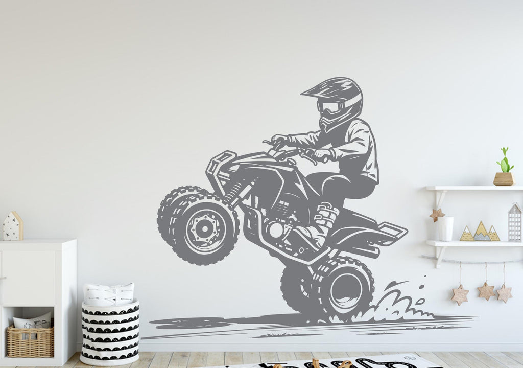 ATV Rider Wall Decal, ATV Wall sticker, 4x4 wall art Kids Extreme room Decal 386DE