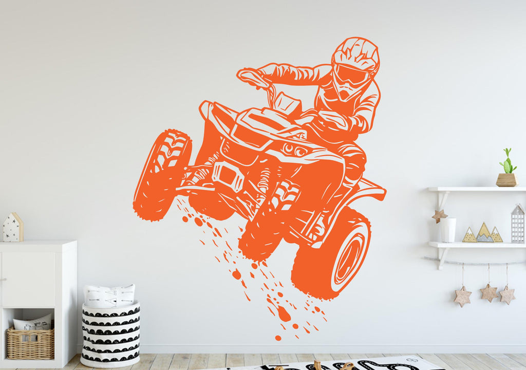 ATV Rider Wall Decal, ATV Wall sticker, 4x4 wall art Kids Extreme room Decal 387DE