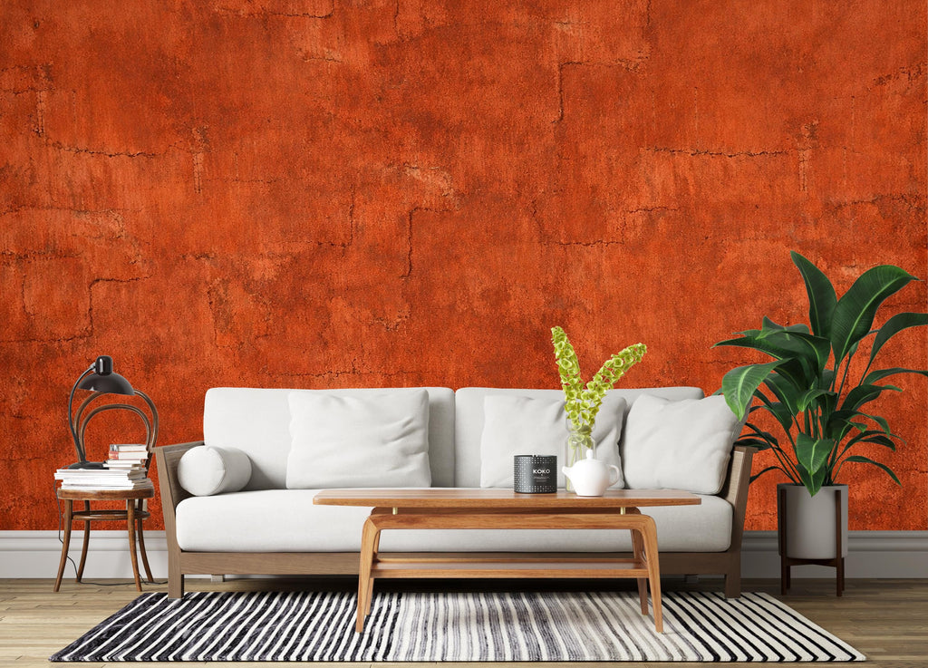 Rustic Burnt Red Plaster Wallpaper Textured Mediterranean Wall Mural Vintage Terracotta Home Décor Peel and Stick 807LU