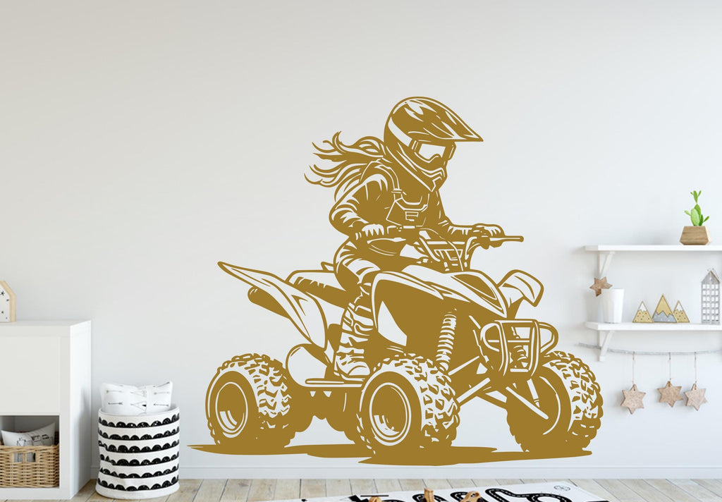 ATV Rider Girl Wall Decal, ATV Wall sticker, 4x4 wall art Kids Extreme room Decal 389DE