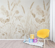 Load image into Gallery viewer, Neutral Wildflower Meadow Wallpaper Mural, Scandinavian Botanical Wall Art, Beige Sage Floral Watercolor, Minimalist Modern Farmhouse Decor,