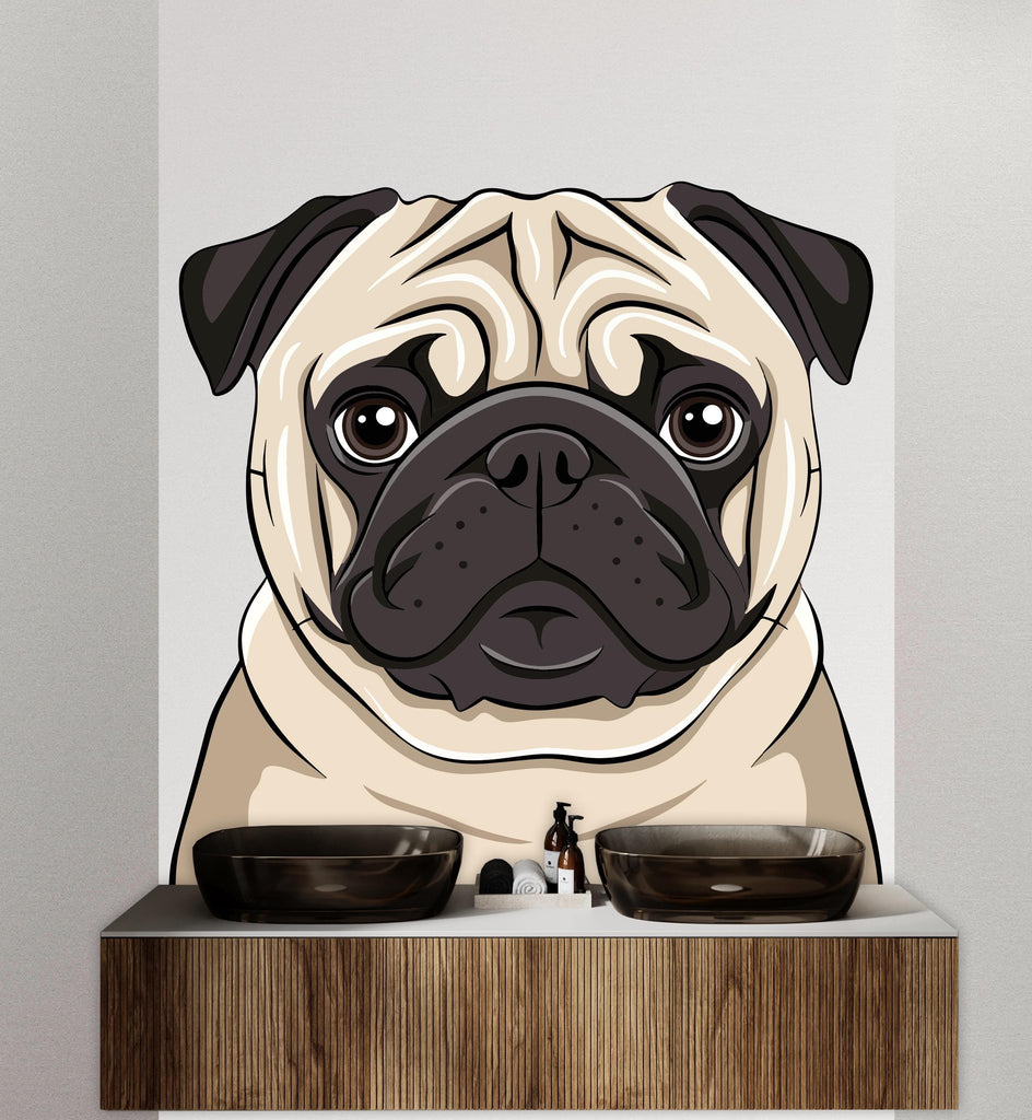 Pug Dog wall decal Pug wall decor Dog Pug Dog wall art Decal The Dog Lover Animals Dog Wall Bathroom Wall Decals Stickers Vinyl 390DE