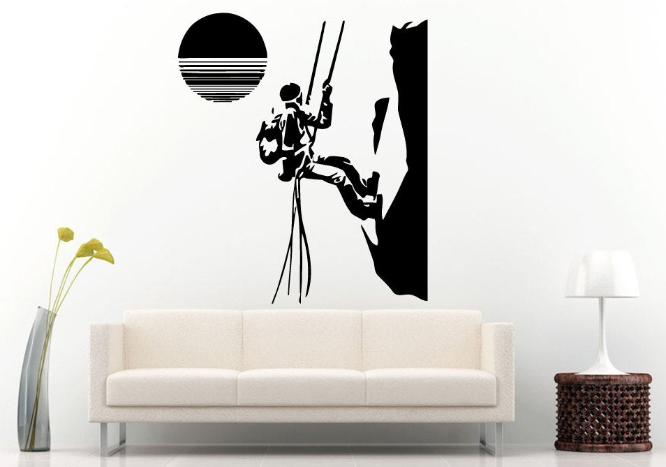 Rock Climbing Into The Sunset Wall Decal Vinyl Sticker Mural Room Decor L587