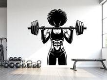 Load image into Gallery viewer, Afro Girl Power Gym Wall Decal: Fitness Motivation Workout Art Sticker
