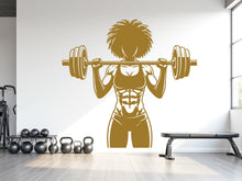 Load image into Gallery viewer, Afro Girl Power Gym Wall Decal: Fitness Motivation Workout Art Sticker