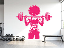 Load image into Gallery viewer, Afro Girl Power Gym Wall Decal: Fitness Motivation Workout Art Sticker